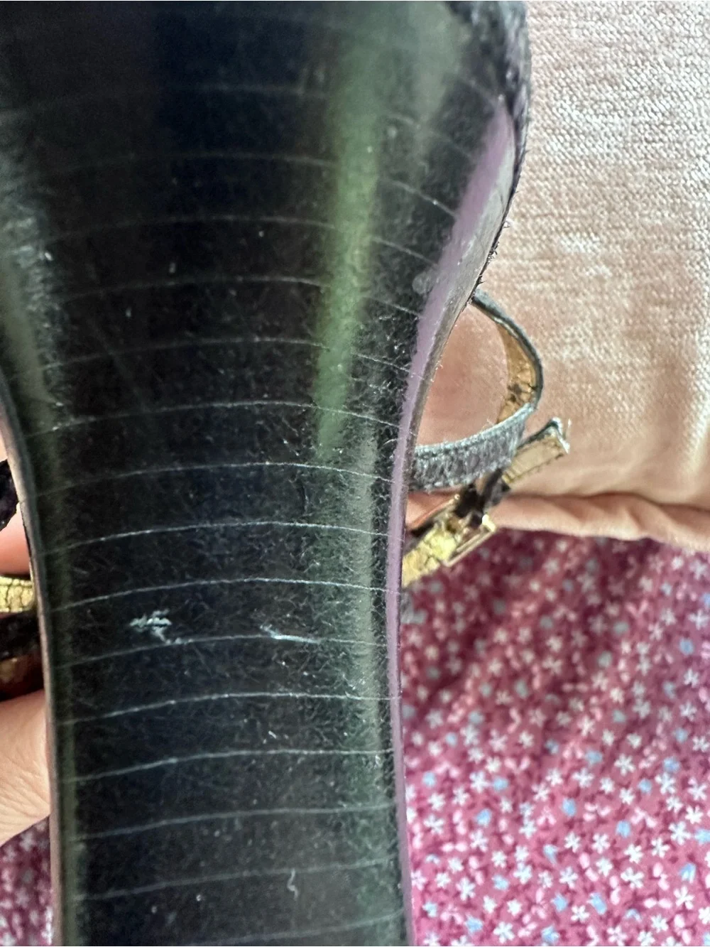 Worthington Black Strappy Heeled Sandals with Gold Insole